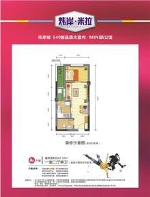 炜岸城1室2厅1卫45.32平户型