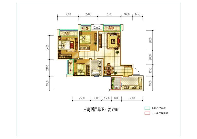 首创光和城一期1-5号楼F型标准层