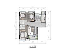 柏荟城荟澜阁1期3室2厅2卫119.00平户型