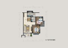 锦德天府1期2室2厅2卫77.00平户型