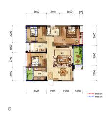 宁江大院3期3室2厅2卫96.75平户型