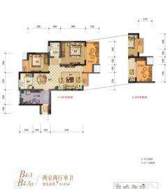 棠湖清江花语1期2室2厅1卫83.89平户型