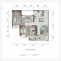 金地叁拾玖峰花园1期3室2厅2卫120.70平户型