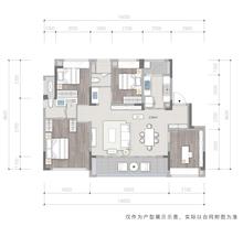 桂语听澜小区1期3室2厅2卫130.00平户型