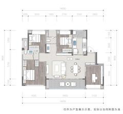 桂语听澜小区1期3室2厅2卫130.00平户型