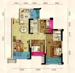 宇众悦城3室2厅2卫84.05平户型