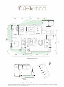 明信四季东岸名邸1期4室2厅2卫143.00平户型