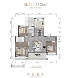 复地昆玉锦庭1期3室2厅2卫132.00平户型