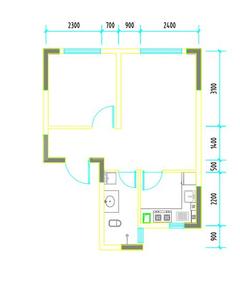 彭州市白鹿镇银杏枫丹酒店1室1厅1卫51.82平户型