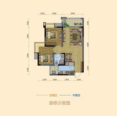 东湖郡2室2厅1卫69.91平户型