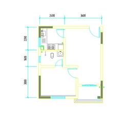 彭州市白鹿镇银杏枫丹酒店1室1厅1卫50.53平户型