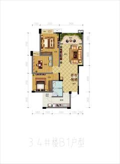 邛崃观澜国际3室2厅1卫90.77平户型