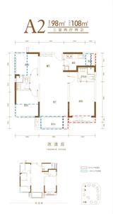时代校园广场1期 3室2厅2卫 98.00平米