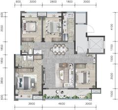 中建凤凰湖畔小区1期4室2厅2卫129.29平户型