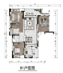 金云府珺逸阁1期3室2厅2卫126.00平户型