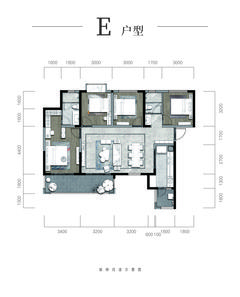 玖宸园1期4室2厅2卫134.00平户型