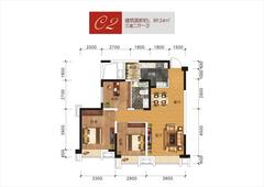 沙河名仕公馆2期3室2厅1卫89.24平户型