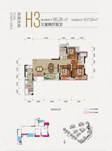 铂悦郡1期 3室2厅2卫 95.26平米