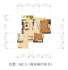 西江河畔2室2厅1卫99.86平户型