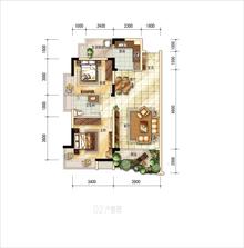 五龙山屿府（朗诗·观山樾）2室2厅1卫83.33平户型