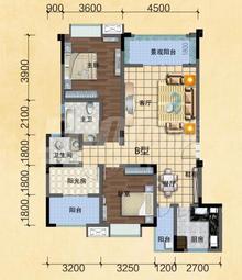 时代爵岭2期3室2厅2卫113.69平户型
