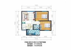 河曲佳苑2室2厅1卫70.68平户型