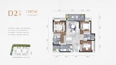 川发天府上城1期3室2厅2卫108.00平户型