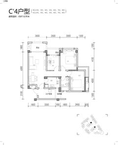 靖湖湾3室2厅1卫88.45平户型