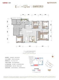 都会甲第小区1期4室2厅2卫121.00平户型