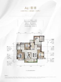 中梁云玺庭2期3室2厅2卫129.00平户型