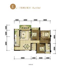 中铁诺德壹号1期3室2厅2卫105.00平户型