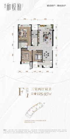 诚卓·和悦府1期3室2厅2卫125.97平户型