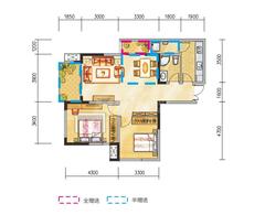 江宇天府城2室2厅1卫87.00平户型