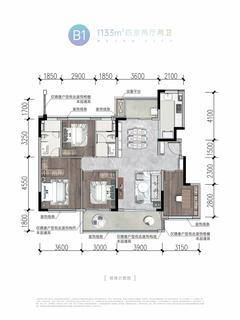 梓潼四季汀苑4室2厅2卫133.34平户型