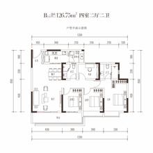 御园丰锦1期4室2厅2卫126.75平户型