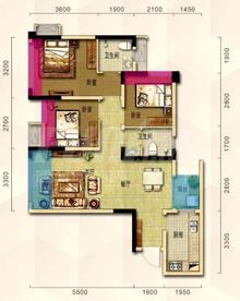 宇众悦城3室2厅2卫80.50平户型