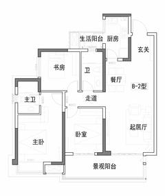 中铁城滨江悦坊1期3室2厅2卫117.01平户型