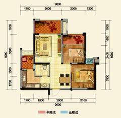 中铁二局玛塞城2室2厅1卫72.03平户型