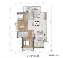 麓山上院1期3室2厅2卫108.00平户型
