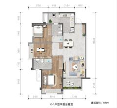 麓山上院2期3室2厅2卫108.00平户型