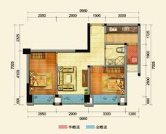 中铁二局玛塞城2室1厅1卫60.75平户型
