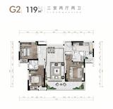 金云府珺澜阁1期 3室2厅2卫 119.00平米