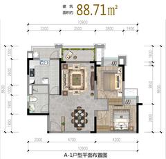 观岭雍锦观澜（蓝光观岭国际社区10期）2室2厅1卫88.00平户型