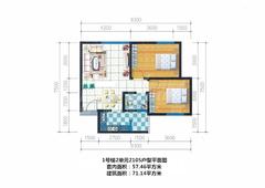 河曲佳苑2室2厅1卫71.14平户型