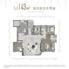 新川天珺上珺小区1期4室2厅2卫143.00平户型