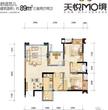 天悦国际3室2厅2卫89.00平户型