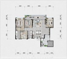 信智东岸花园1期4室2厅2卫137.32平户型
