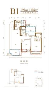 时代校园广场1期 3室2厅2卫 95.00平米