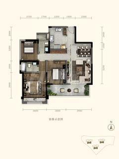 融信．锦溪花园1期3室2厅2卫115.00平户型