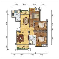 都乐锦庐3室2厅1卫89.00平户型